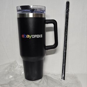 Black eBay 40oz Tumbler with Straw NEW